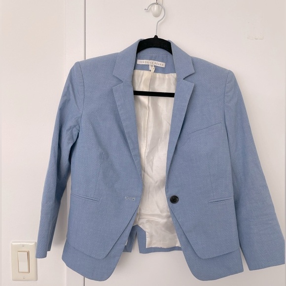 Veronica Beard Schoolboy Dotted Layered light blue Twill Jacket - Picture 3 of 6